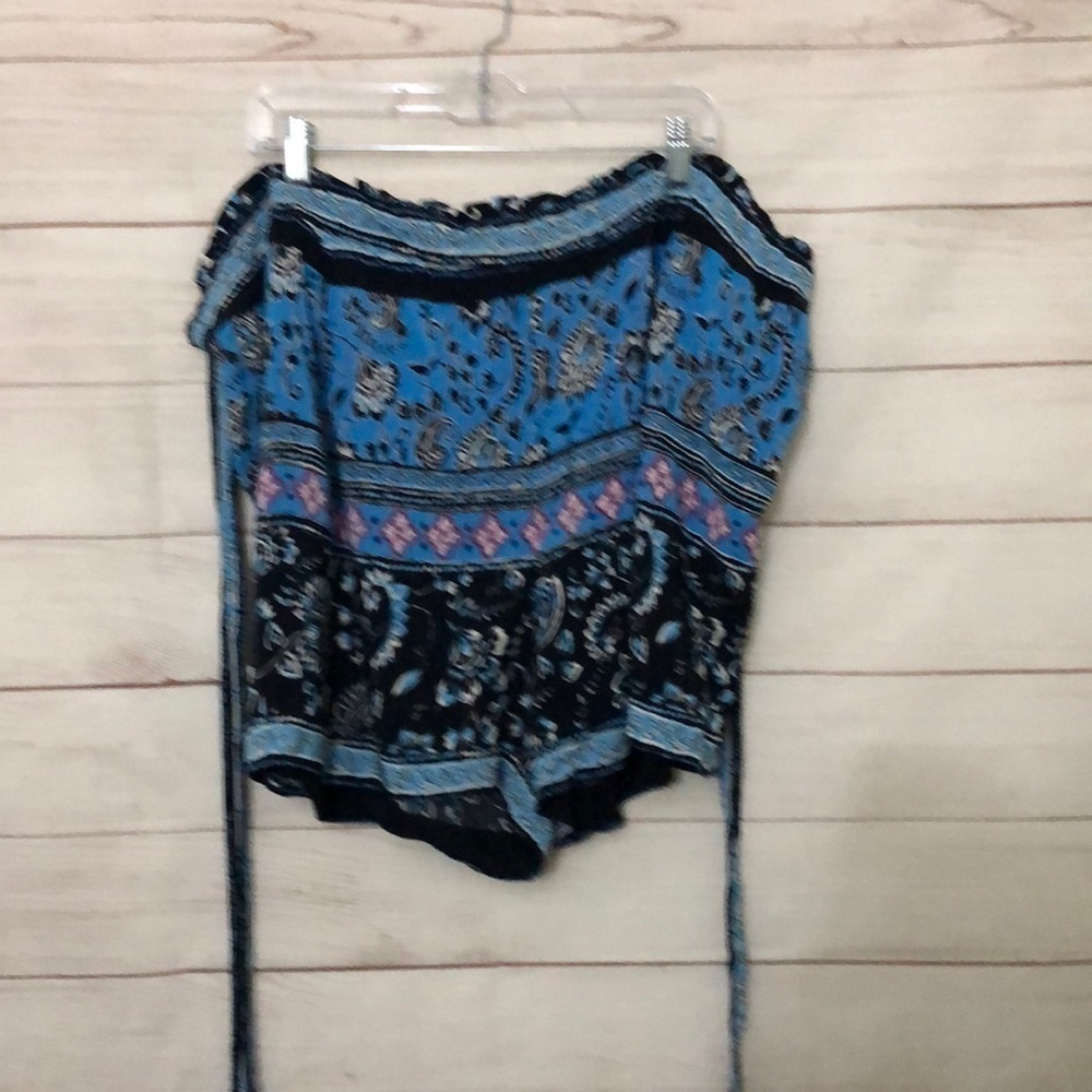 LOFT NWT Plus Size 24 Blue Paisley Floral Tie Waist Shorts